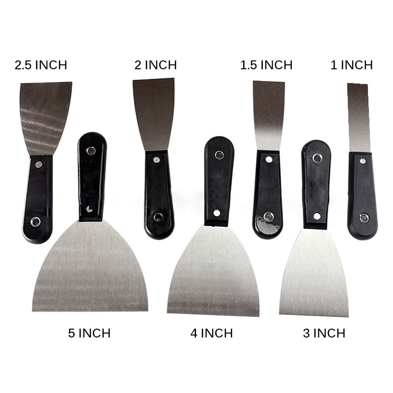 7pcs Putty Knife Scraper Blade 1-5inch Wall Shovel Carbon Steel Plastic Handle Construction Tool cleaning knife