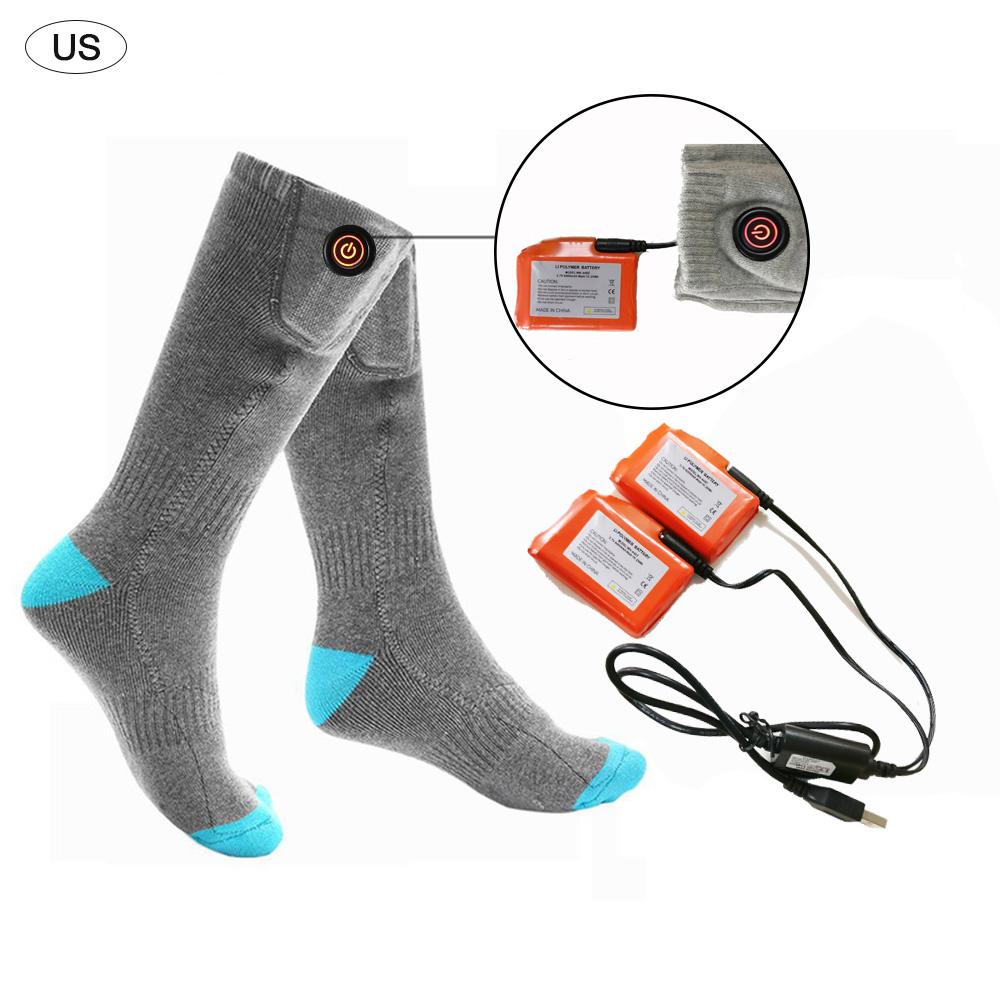 Elektriske opvarmede sokker sokker med genopladeligt batteri til kronisk kolde fødder stor størrelse usb opladning varmesokker hele: Os stik