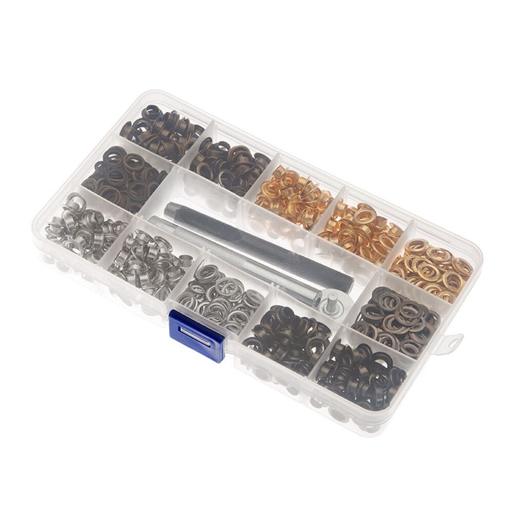 400Pcs 4 Color Brass Grommet Eyelets Kit Tool 1/4" with Installation Tools for Leather Craft Making Clothing Repair Decoration: Default Title