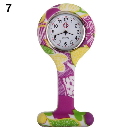 Reloj de bolsillo para mujeres y enfermeras, broche de silicona estampado a la para enfermeras, Túnica, reloj de bolsillo con cadena, esfera de acero inoxidable de cuarzo: 7