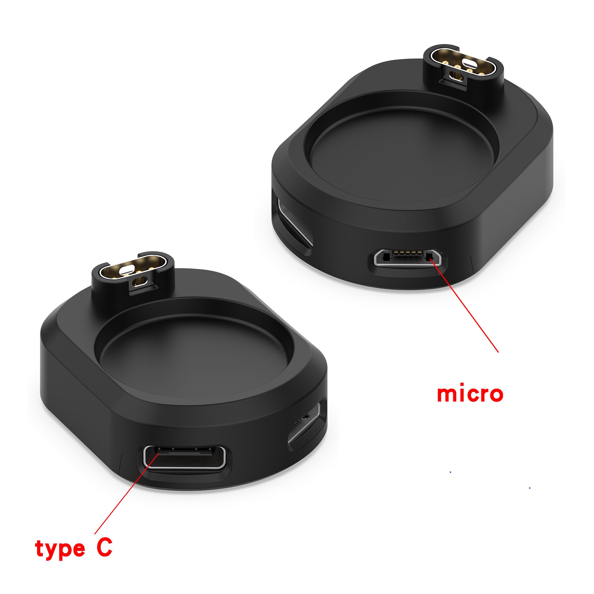 Adaptador de cargador de reloj 2 en 1 Tipo C/Micro Dock para Garmin Fenix 7 6 5 7x Instinct 2 Vivoactive 3 4 Venu 245 Forerunner 955 255
