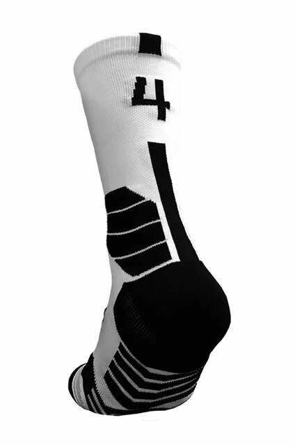 Calzini da basket professionali collocazione 0-9 numero calzini inferiori calzini sportivi sportivi per uomo e donna: 4 white Socks 1pcs