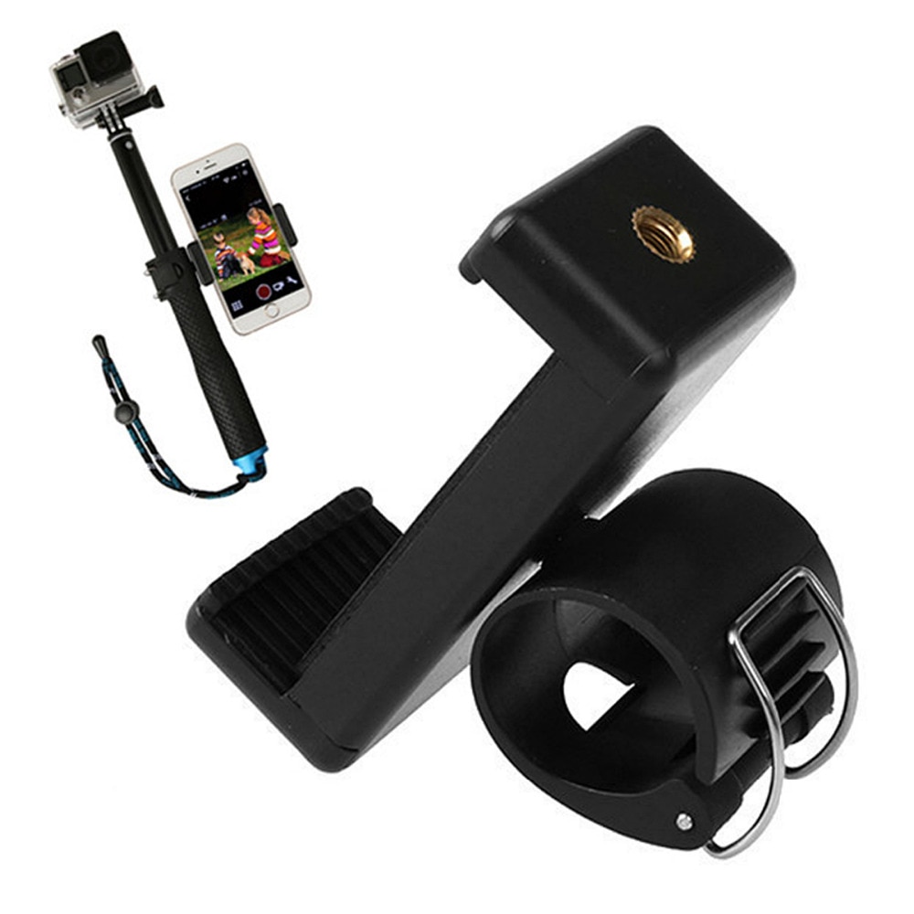 Pinza de teléfono móvil adaptador de fijación para montura, soporte de teléfono móvil para GoPro Hero 7 6 5 4, palo Selfie de 3 vías, monopié extensible