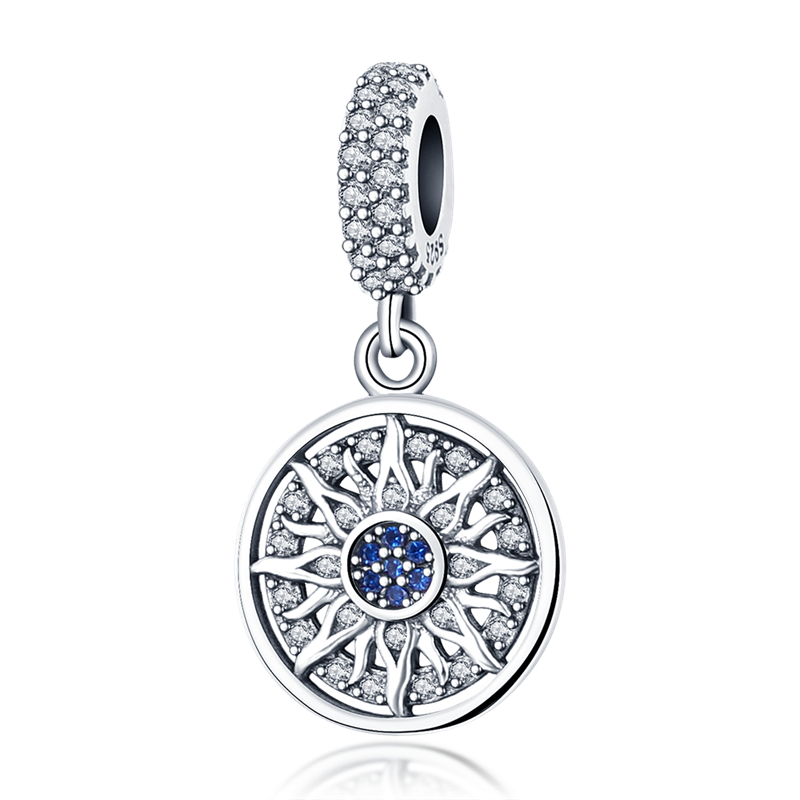 Hamsa-abalorios de mano de plata 925 auténtica, amuleto de mano de fátima con ojos azules de la suerte, compatible con pulsera Original, joyería: STC035