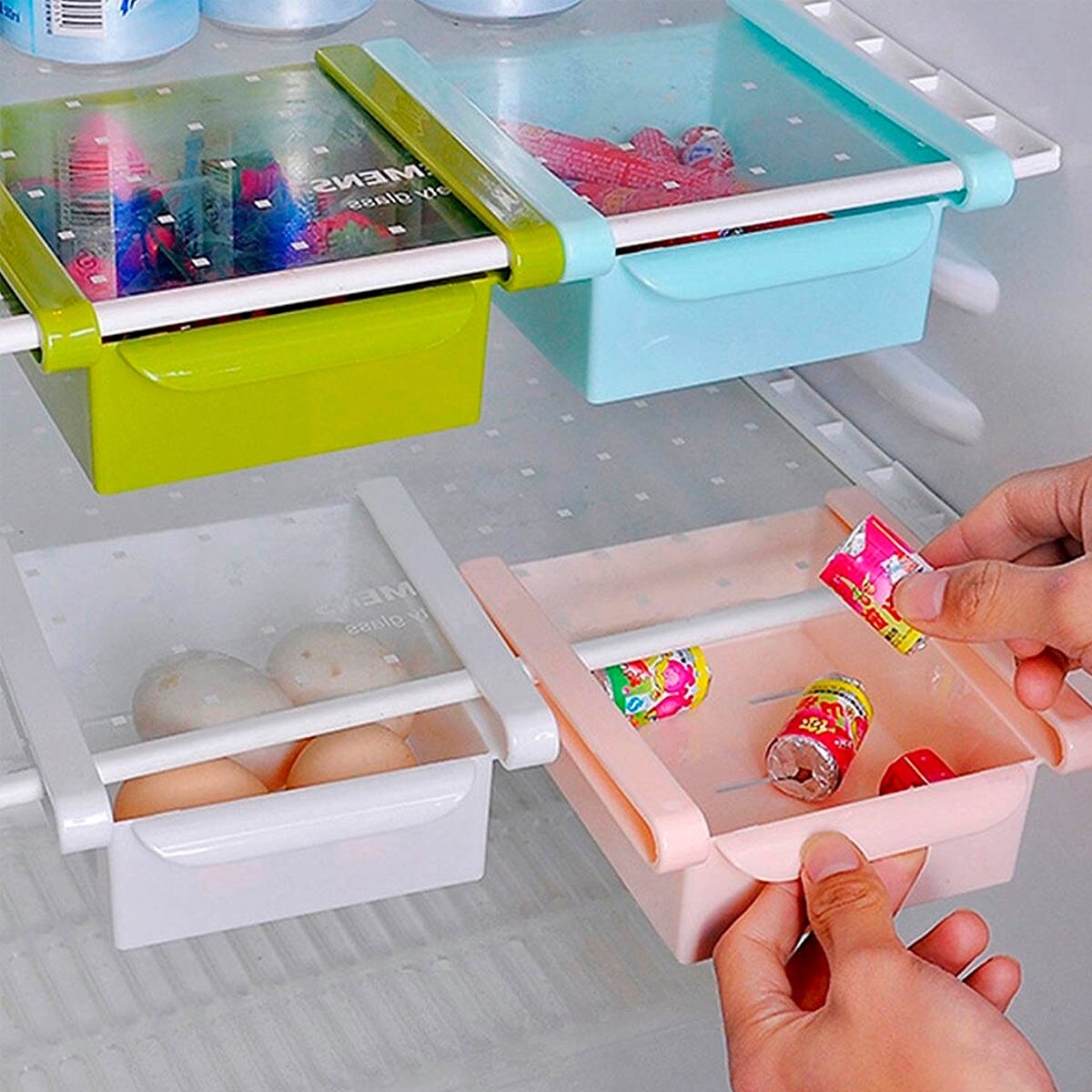 Pak Van 2 Organisatoren Koelkast Lade, Praktische, Tough, Slip, Kleuren, Bespaar Ruimte, koelkast Laden, Organizer, Koelkast Organizer
