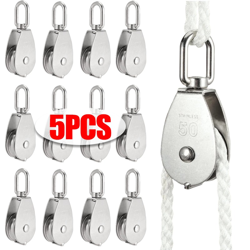 Clips de polea de grúa de elevación de acero inoxidable para sistema de polea DIY al aire libre, poleas para cuerda, alimentador de pájaros, parasol, postes de tienda, Kayak