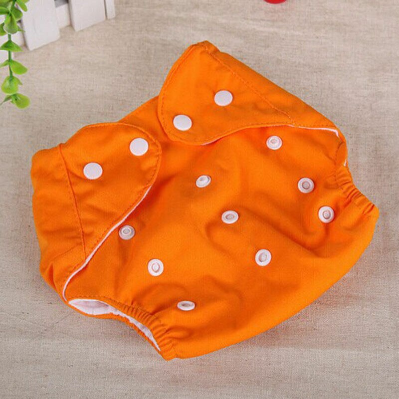 FOCUSNORM 1PC Adjustable Reusable Baby Boys Girls Covers Infant Cloth Diapers Washable Soft Diapers: Orange