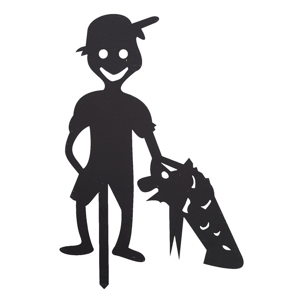 Silhouette Skull Saw Doll Shadow Yard Sign Lawn Terror Halloween Party Prop: 1