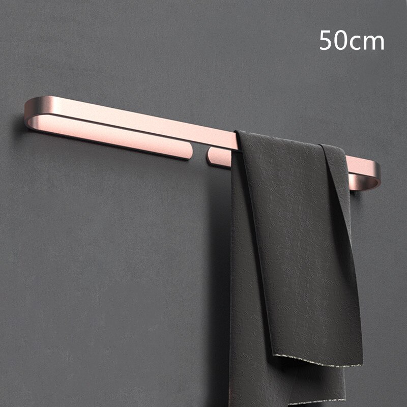 Toallero de aluminio sin clavos para baño, soporte de toalla de baño sin agujeros, color negro: pink towel rack
