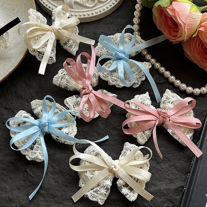 2 stk. sløjfe hårnåle stof sløjfe side pandehår klips bånd side hårnåle hårspænder hovedbeklædning piger par klips smykker tilbehør