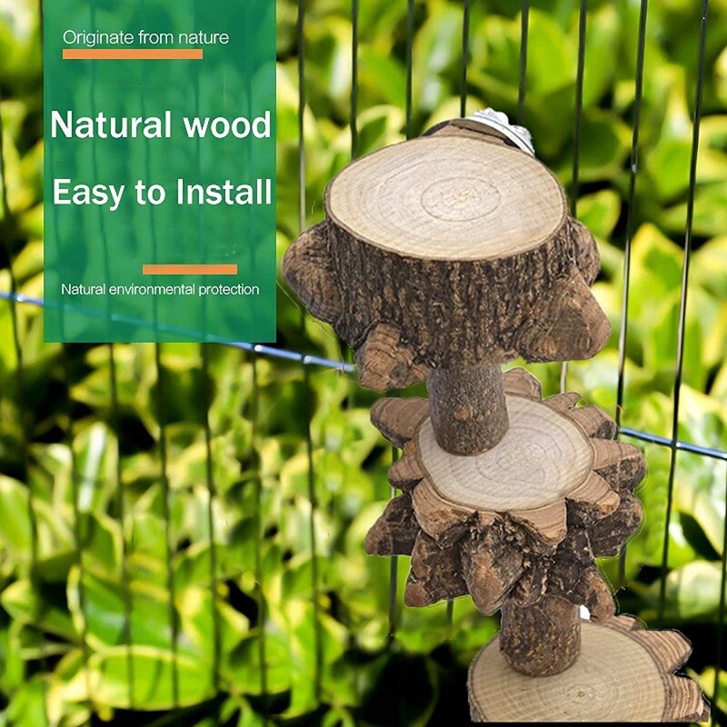 Bird Platform Perch Playground for Budgie Parakeet, Cage Natural Wood Play Stand Parrot Flat Perches for Medium Birds