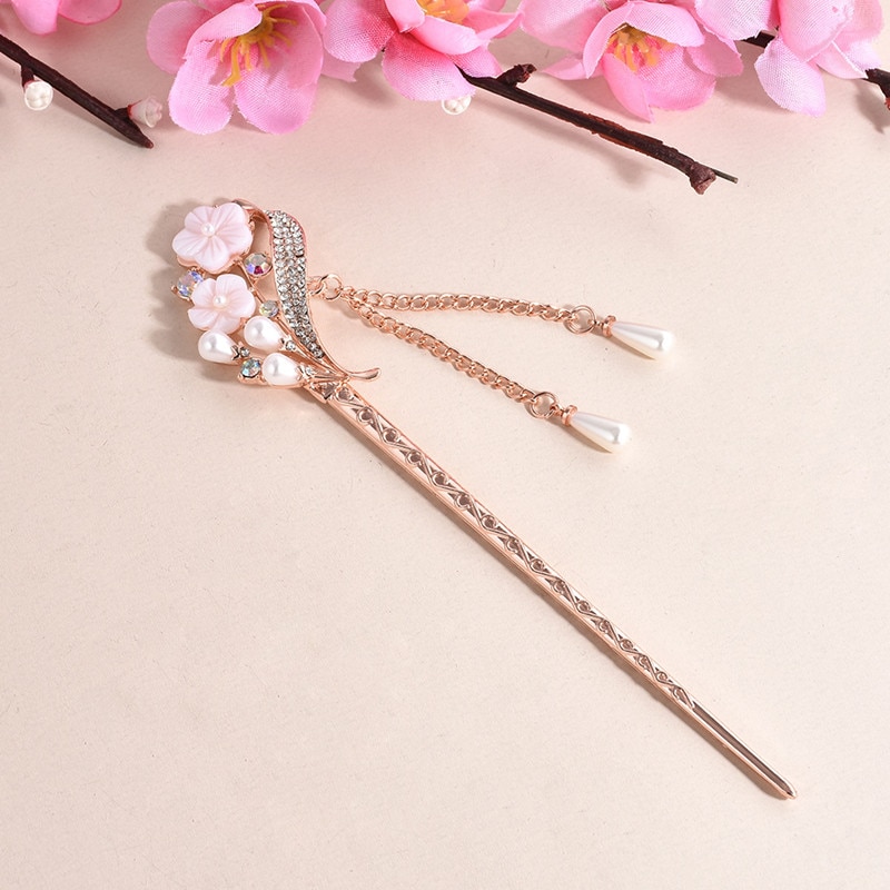 Vintage Chinesischen Stil Haar Stick Frauen Metall Strass Haar Stick Haar Stäbchen Haarnadel Chignon Frau Haar Clip Zubehör: B