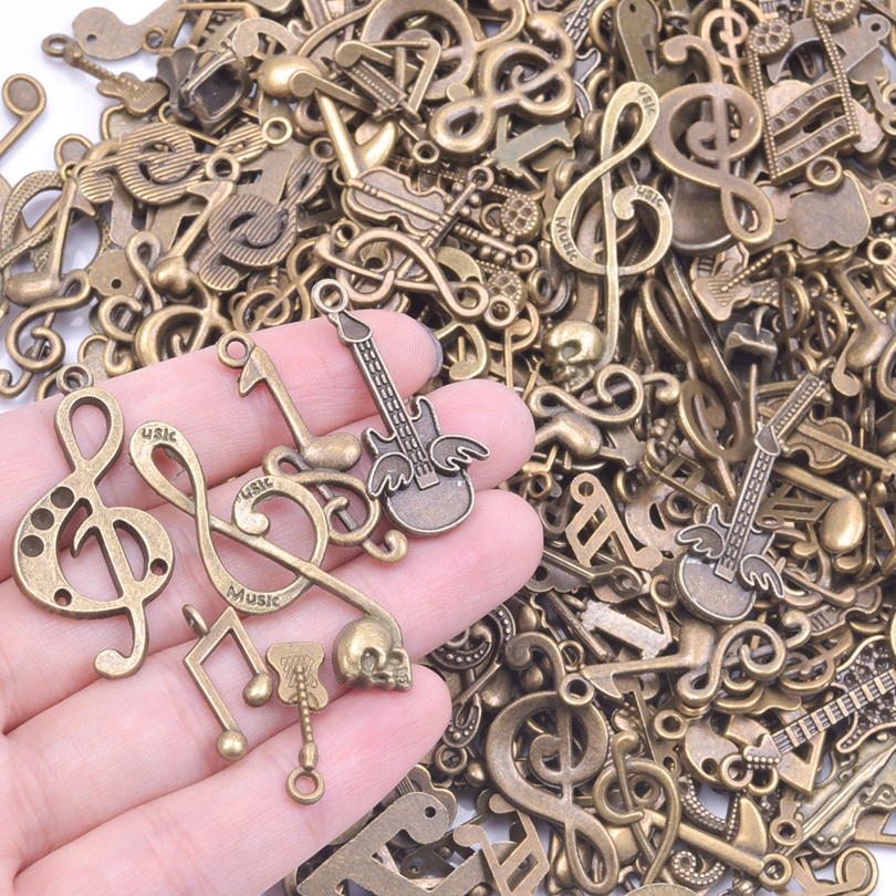 Mélange de breloques vintage pour bijoux, style, soleil, lune, chapeau, masque, notes de musique, ciseaux, araignée, outils de réparation, couverts, pendentif, bricolage, exécutif