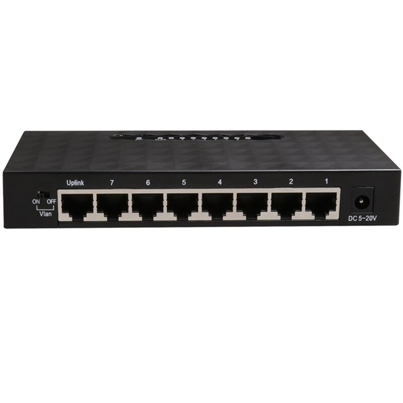 8 Poorten 10/100M Fast Ethernet Switch RJ45 Lan Hub Plug En Play Geen Ventilator Met Vlan Switch ondersteuning 5-20V Input