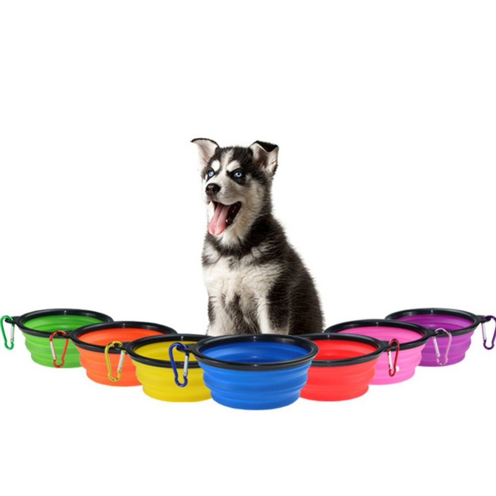 Hundeskål bærbar sammenklappelig sammenklappelig silikone kattekat hundemad vandfodring rejse skål