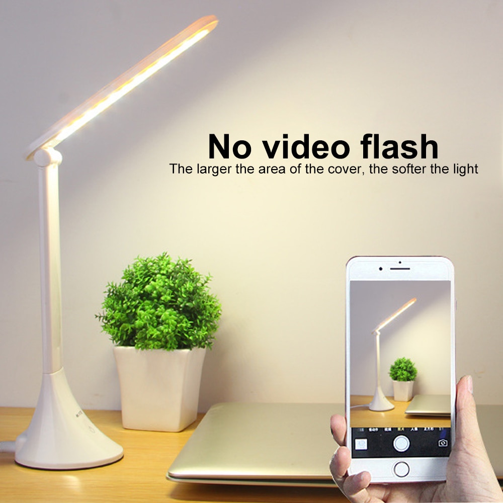 Junejour led bordbordslampe rørende 3 niveaus dæmpbar usb foldelampe øjenbeskyttelse