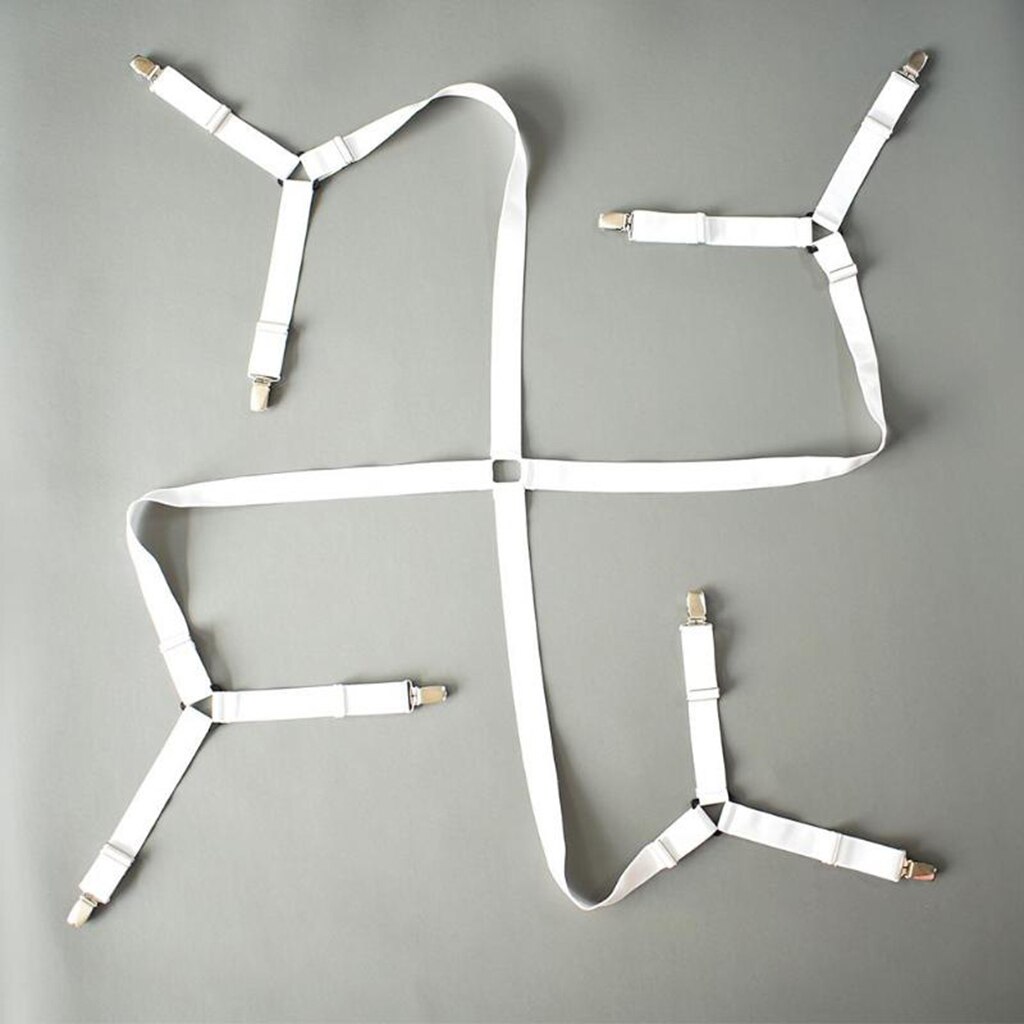 Bed Sheet Fasteners Band Straps, Adjustable Crisscross Elastic Sheets Suspenders Gripper Holder Clip