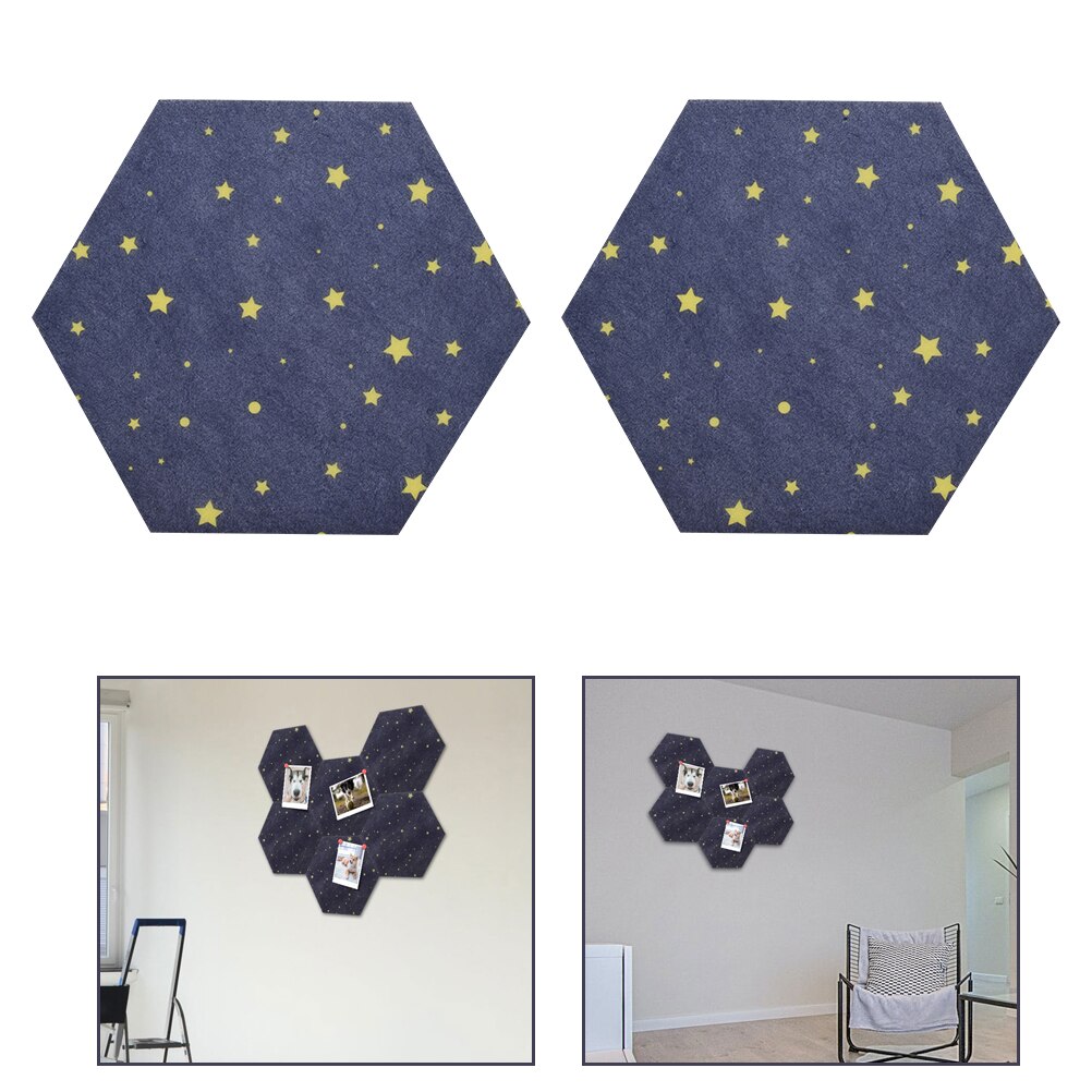 2Pcs Hexagon Felt Board DIY Wall Bulletin Board Self Adhesive Message Board