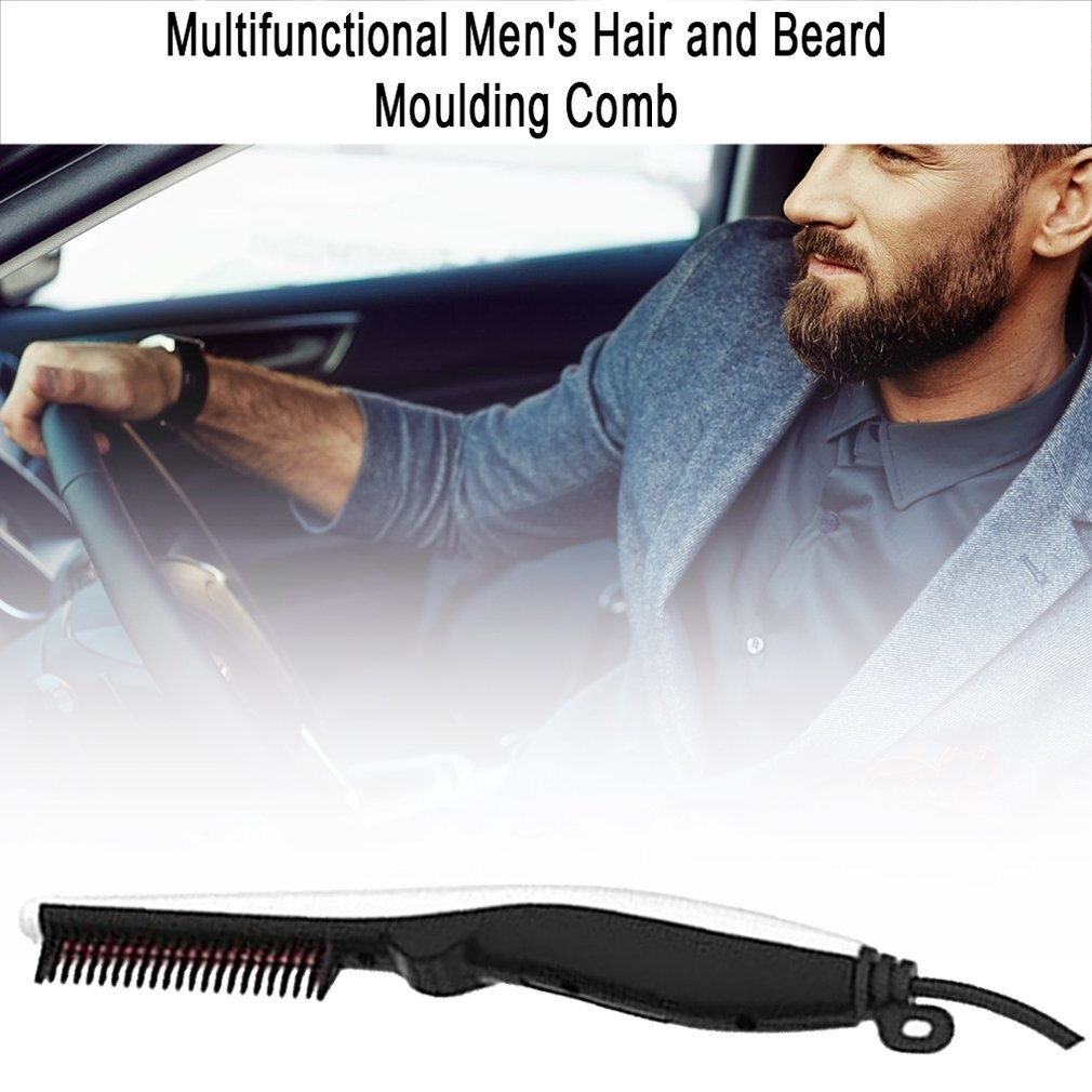 Hommes cheveux barbe style peigne électrique bigoudi barbe peigne multi-fonctionnel droite cheveux peigne