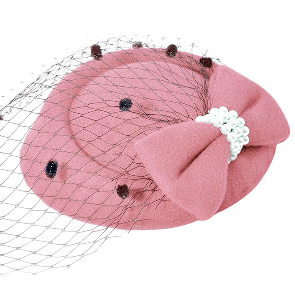 Women Pillbox Hat Trendy Bow Fascinator Hat Headwear With Veils For Wedding Party Church Cocktail Party Hat Hair Accessory: Pink