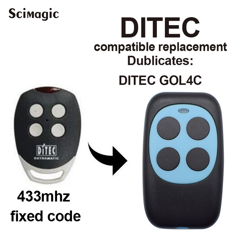 Ditec Garage Afstandsbediening Ditec BIXLS2 BIXLP2 GOL4 BIXLG4 Rolling Code Garage Remote 433Mhz & Ditec GOL4C Vaste Code opener