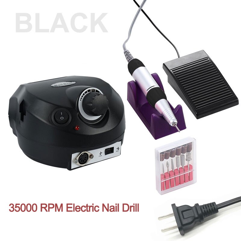 35000Rpm Electric Nail Boor Machine Manicure Boor Machine Pedicure Boor Sterke Nagel Boormachine Salon Nail Boor Machine: MJ120-Black 35000RPM / EU