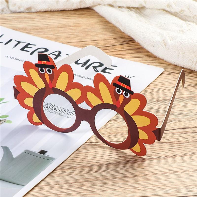 9 pièces drôle dinde décoration lunettes Thanksgiving dessin animé lunettes de soleil pour Thanksgiving Costume fête couleur assortie