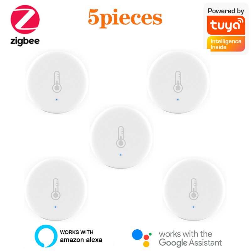 5Pcs Tuya ZigBee Smart Temperature And Humidity Sensor Battery Powered Work With Zigbee Hub Voice Control For Alexa Google Home
