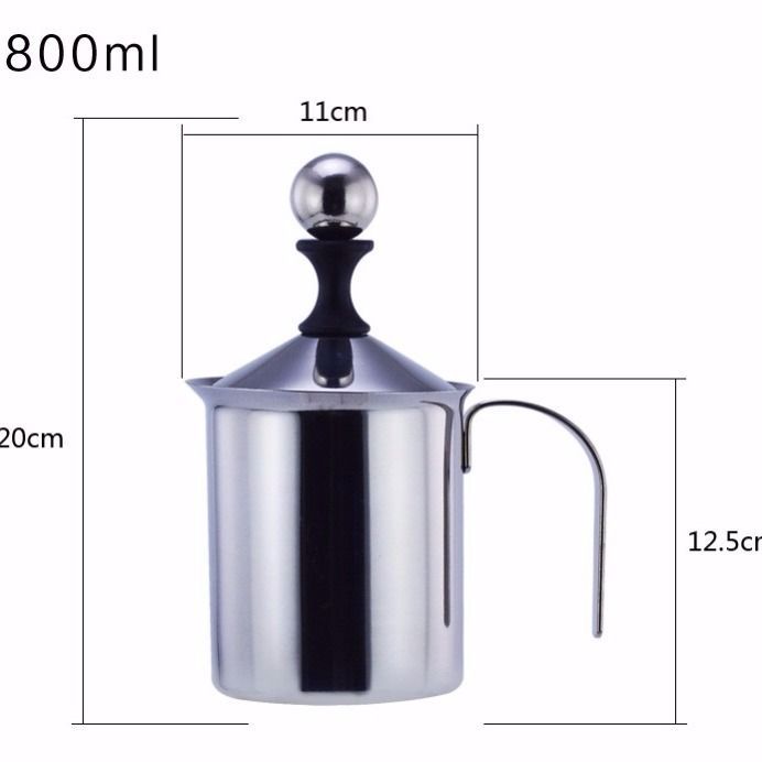 Milk Frothers Double Layer Milk Frother Manual Milk Frother Latte American Coffee Cappuccino Cup 201 304 Stainless Steel Thick