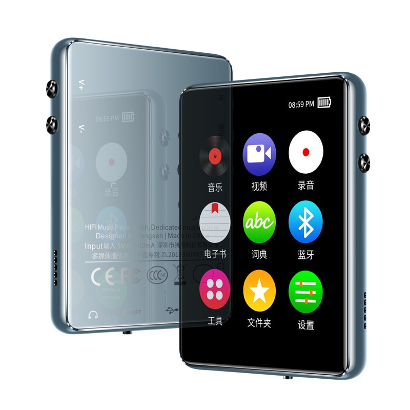 Bluetooth 5.0 MP3 Player 2.4-Pollici Full Touch Screen con Built-in Altoparlante E-Book Radio di Registrazione E La Riproduzione di Video di Allarme orologio