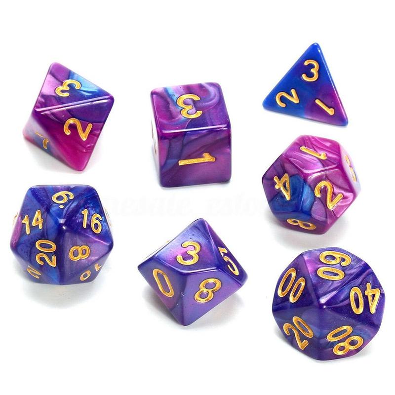 Twee-Kleur Multi-Faced Dobbelstenen Set Zeven Stukken Van Digitale Gecombineerde Set Worden Kan Dobbelstenen Dobbelstenen Game I3L5