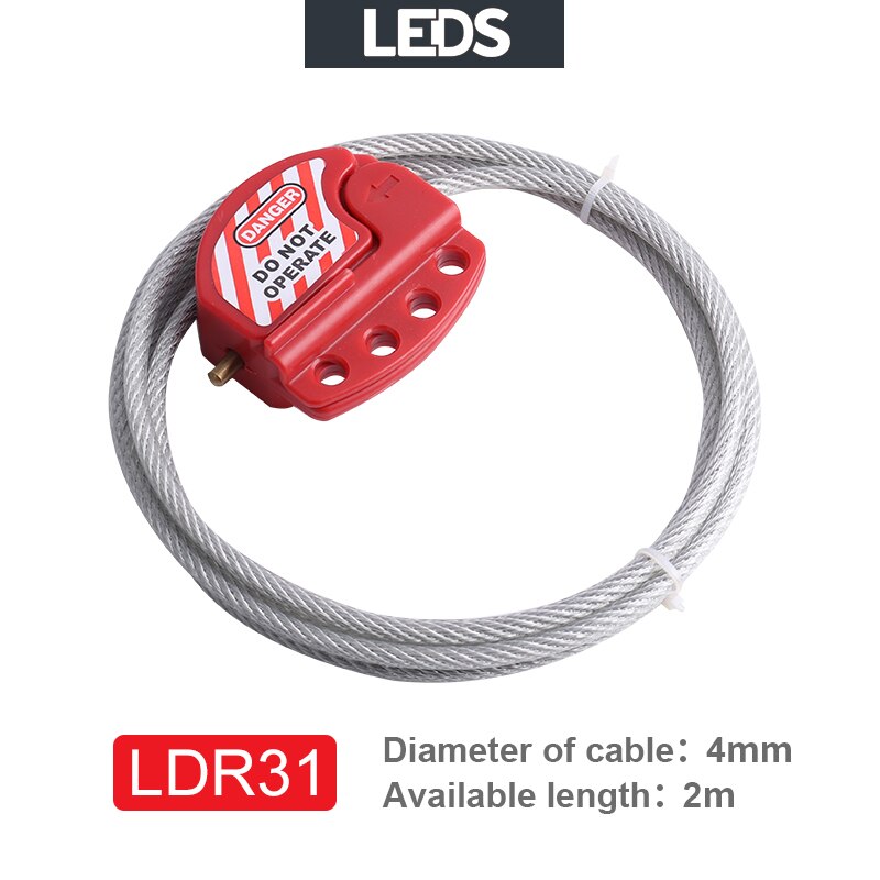 Verstelbare Kabel Lockout Universele Klep Veiligheid Loto Lock Combinatie Security Staaldraad Abs Body 6Mm Lengte 2M Met 4 Sloten: LDR31