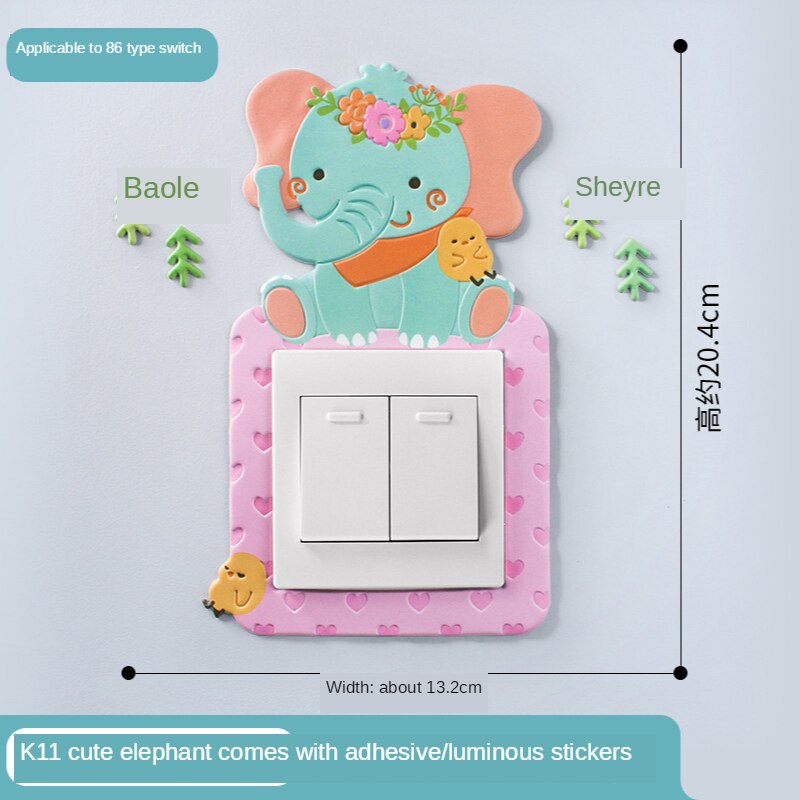 Luminous Cartoon Switch Sticker 3D Silicone On-off Switch Sticker DIY Decoration Fluorescent Livingroom Kids Room Switch Cover: Burgundy