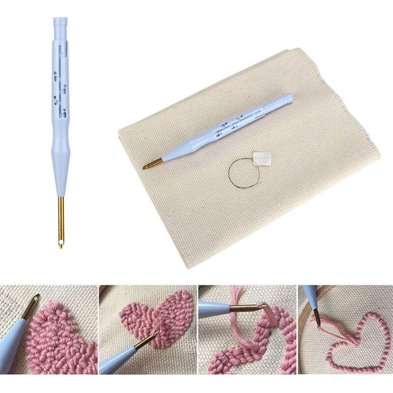 1PC Plastic Punch Needle Embroidery Pen Set Adjustable Punch Needle Weaving Tool Interchangeable Punch Needle Sewing Accessories
