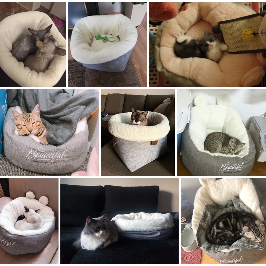 Cama para gatos Hoopet, casa para mascotas, casa para perros, banco para gatos, productos de algodón para mascotas, casa de invierno acogedora y confortable para cachorros