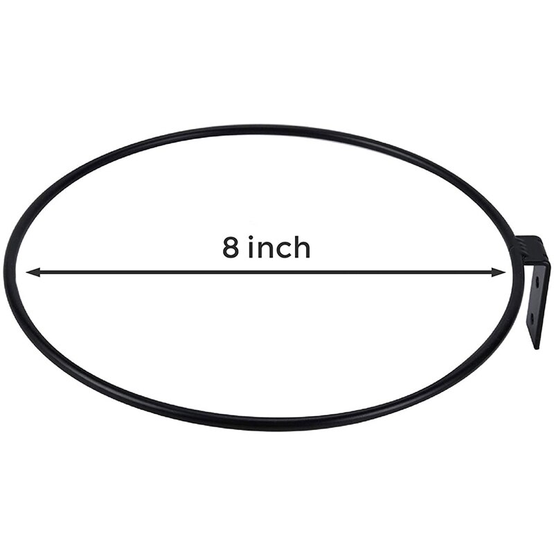 Bloempot Houder Ring Wandmontage Metalen Planter Haken Hangers Muur Beugel, 3 Pack, Zwart, 8 Inch