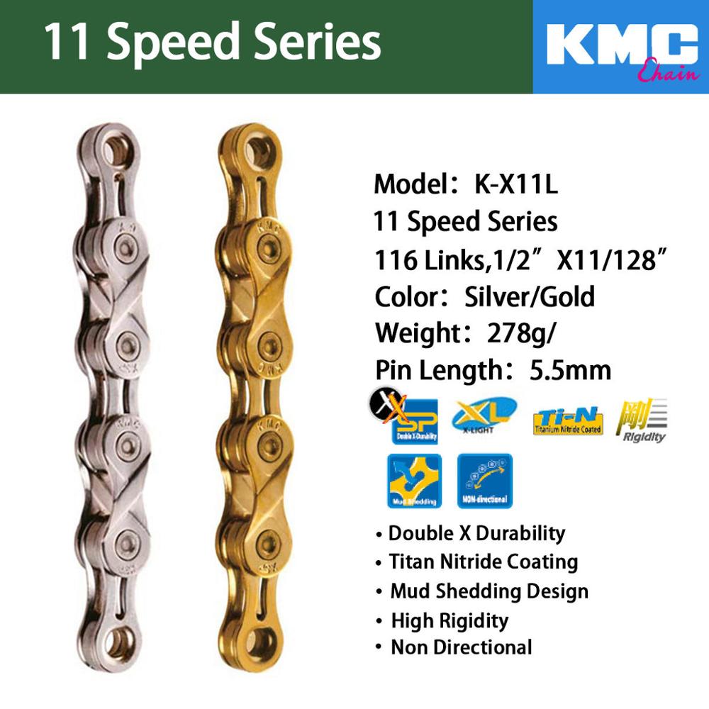 kmc chain x11 x11L x11sl X11ept x11el x11.93 gold silver chain super light chain mtb road bicycle: X11L-Gold