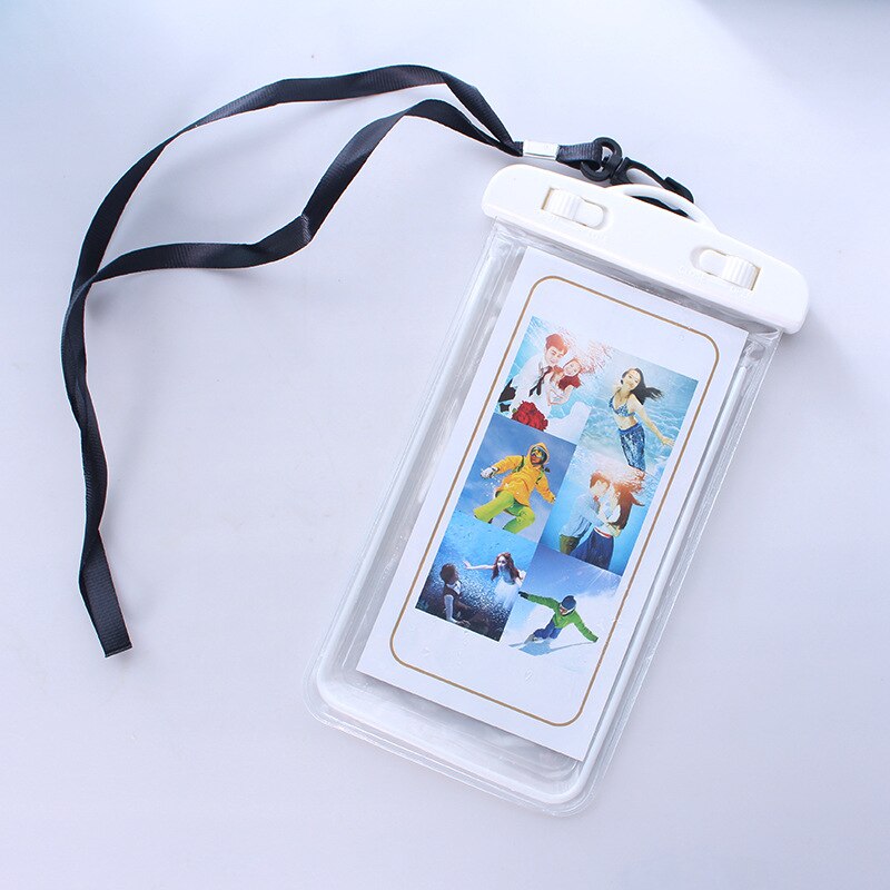 Summer Luminous Waterproof Pouch Swimming Gadget Beach Dry Bag Phone Case Cover Camping Skiing Holder For Cell Phone 3.5-6Inch: White
