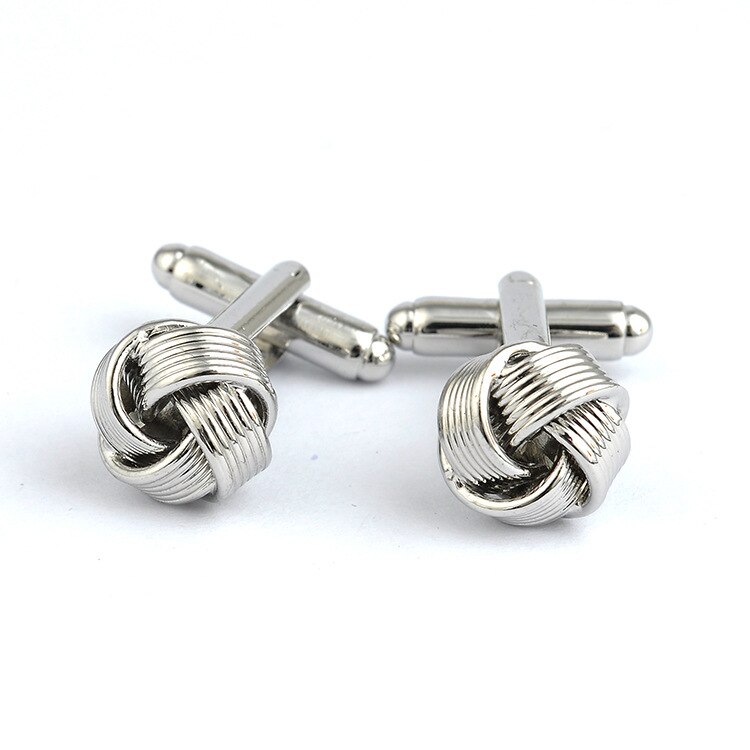 rond soie noeud boutons de manchette couleur argent or hommes chemise boutons de manchette pour hommes femmes Spinki mâle manchette bijoux