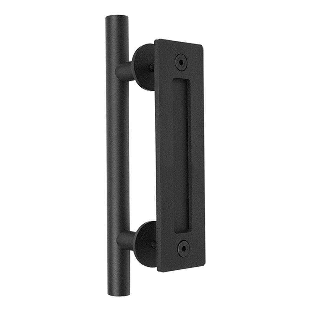 Black Steel Sliding Barn Door Handle Pull Cabinet Flush Hardware Set Indoor Interior Door Handle Flush Pull Set