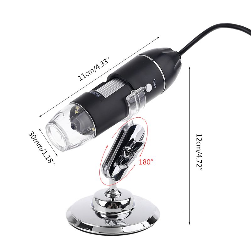 3-in-1 1600X USB Microscope OSX Windows PC Type-C Micro-USB Cell Phone Magnifier 63HF