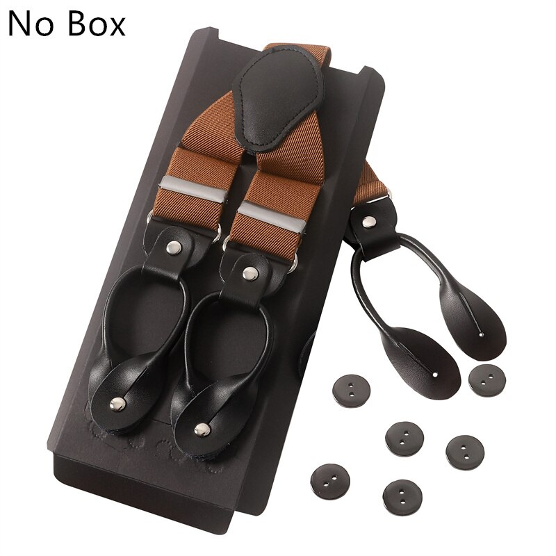 Vintage 3.5 Cm Wide Black Leather Suspenders Men Leather Button Suspenders Pant Braces Male Wedding Unisex Wear: Ginger