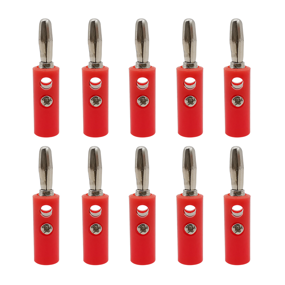 10 stück rot-schwarze 4mm- bananenstecker-lautsprecherkabelverbinder, vergoldet/vernickelt, 4mm bananenstecker (männlich/weiblich): Elfenbein