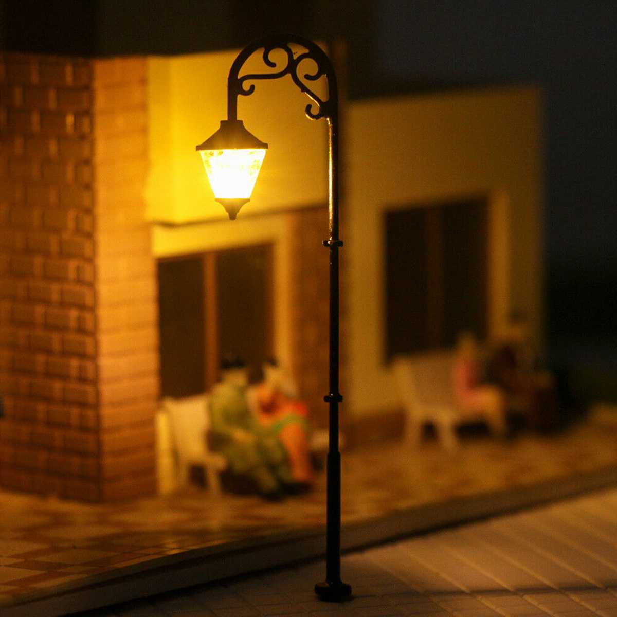 5/10 stk 1:87 ho skala retro modell gatelykt layout lyktestolpe hage landskap lys jernbane tog lampe mikro landskap dekor