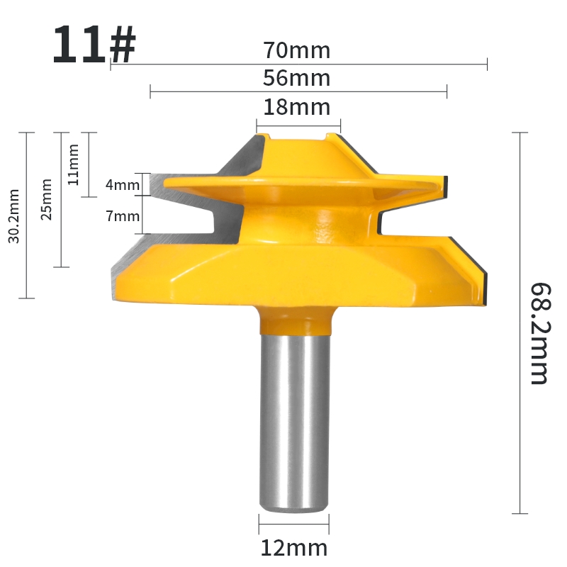 YUSUN 1 pieza 45 ° Broca enrutadora de inglete con bloqueo de grados, fresa para carpintería, herramientas de madera: 4 mm