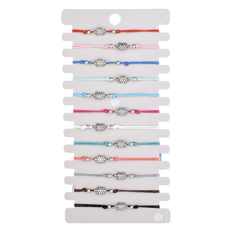 Lubingshine 12 Stks/sets Schildpad Gevlochten Armbanden &amp; Armbanden Voor Vrouwen Kind Verstelbare Palm Charms Yoga Enkelbanden Handgemaakte Sieraden: C