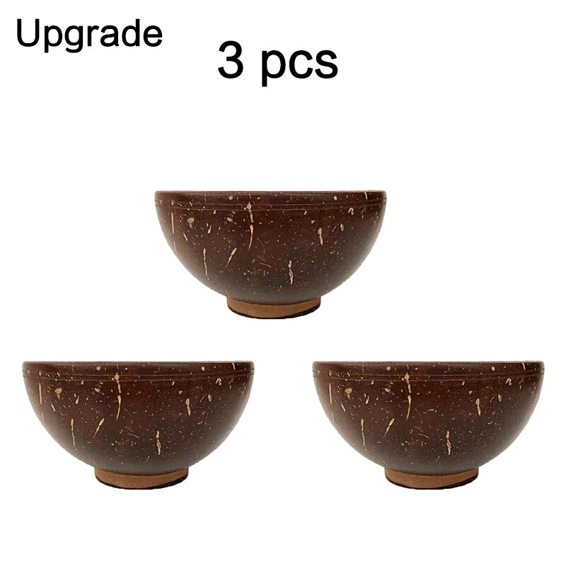 Cuenco de cáscara de coco Natural, cuenco de una sola capa de cáscara de coco antiguo, vajilla comestible, Bol para postre de arroz, recipiente para fruta: Upgrade 3 bowl