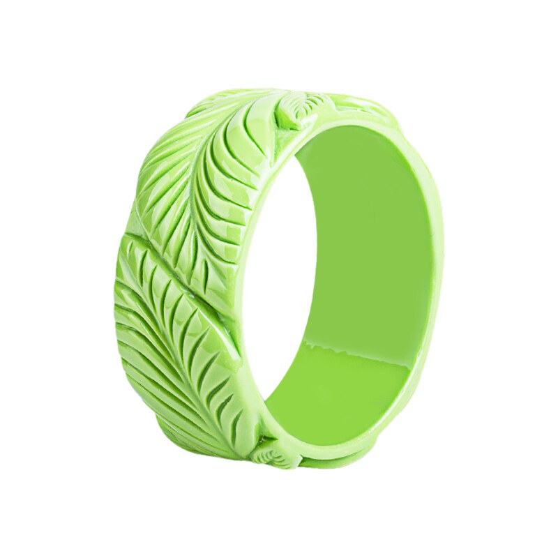 Trendy Resin Cuff Engraved Flowers Bracelets Bangles for Women Acrylic Wide Bracelets Female Simple Charm Jewelry: light green