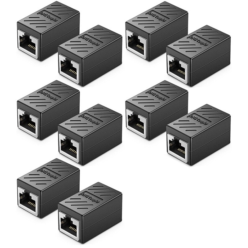 RJ45 Coupler Ethernet Cable Coupler LAN Connector Cat7/Cat6 Ethernet Cable Extender Adapter Female to Female 10Pcs: Default Title