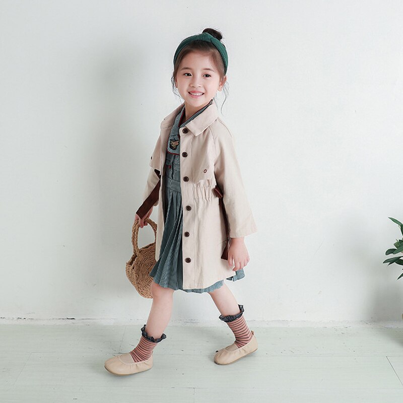 Chaquetas gabardinas para niñas, chaqueta de estilo británico, ropa de abrigo larga para niñas, ropa para niños, chaleco para niñas, cortavientos
